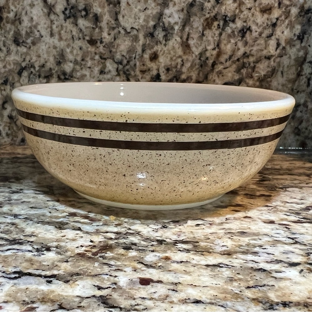 Vintage Pyrex Small 5" Dip Bowl Stack N Snack Brown Speckled Lines 708-20 AB USA